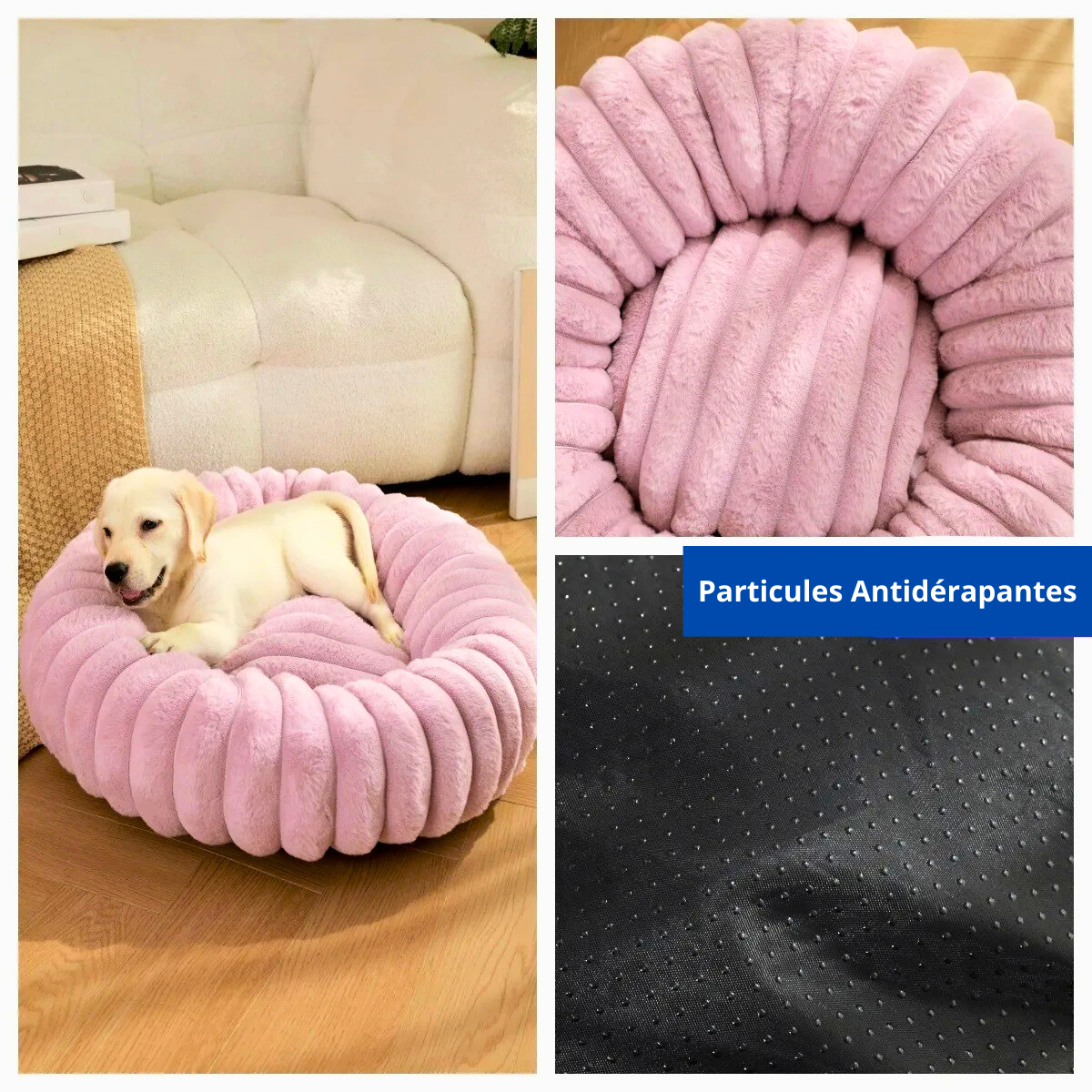 lit douillet pour chien rose,  en M, L, XL