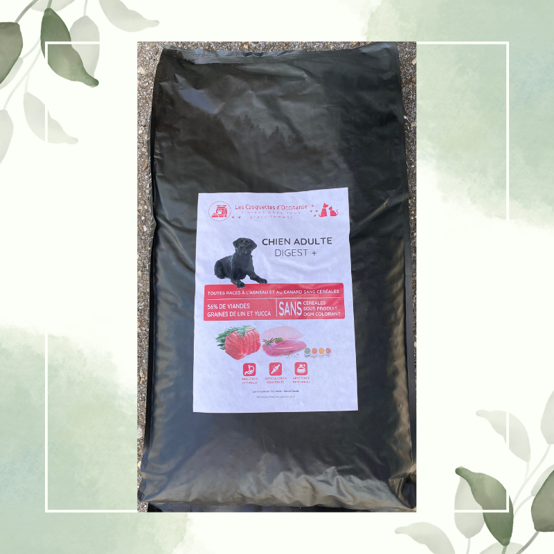 sac de Croquettes Chien adulte DIGESTION à l'Agneau et au Canard 12Kg