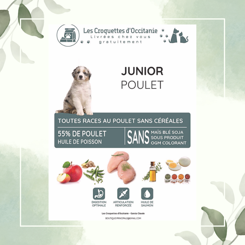 Croquettes Chiot  Sans Céréales 55% de poulet en 12Kg